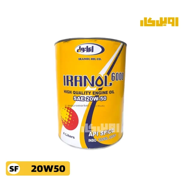 روغن موتور ایرانول 6000 SF 20W50 حجم 4 لیتر
