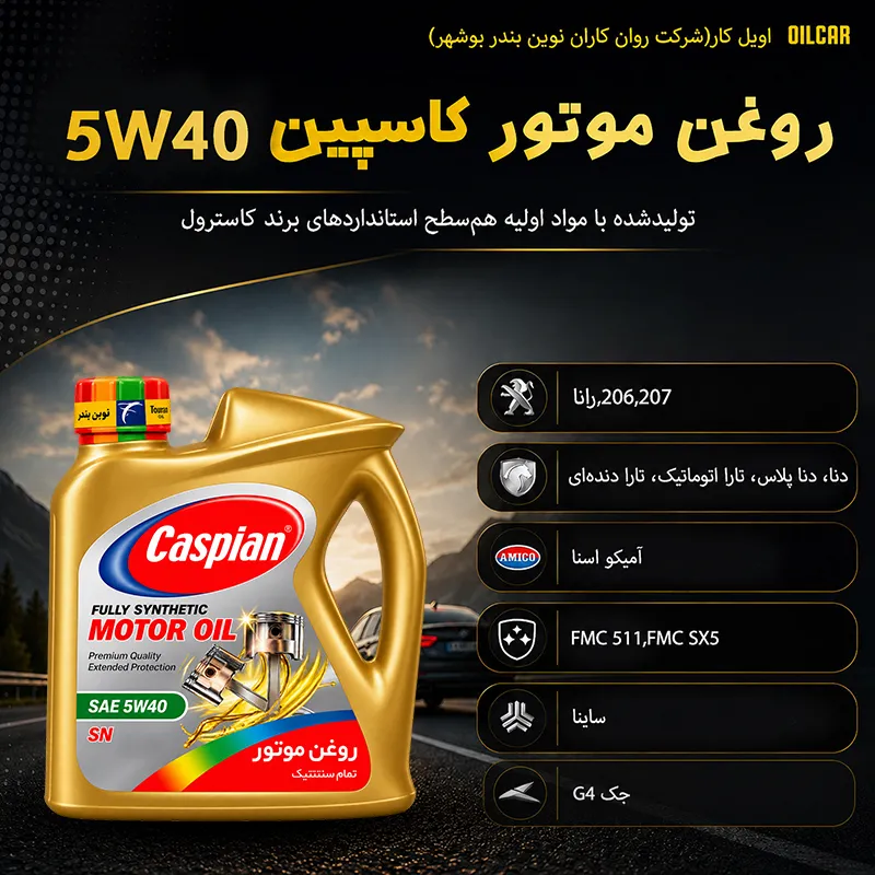 روغن موتور کاسپین 5w40