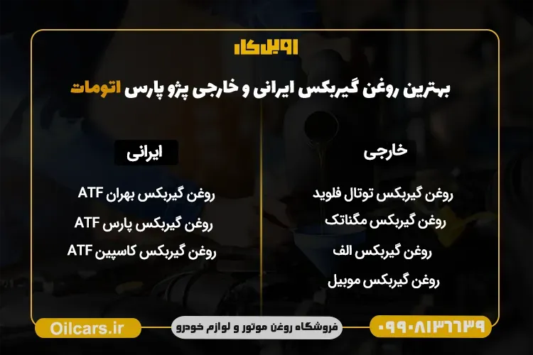 روغن گیربکس ایرانی و خارجی پژوپارس اتومات